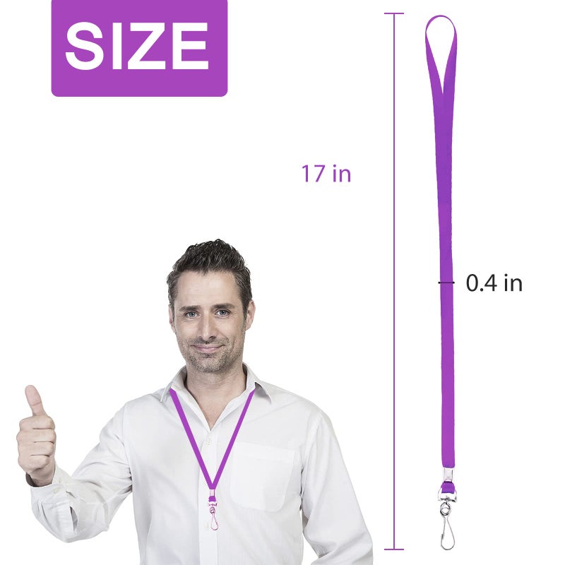 Korty Purple Lanyards Bulk 50 packs Lanyards for ID Badges Lanyards with Swivel Hook Clips for Name Tag Lanyard ID Holder - Image 3